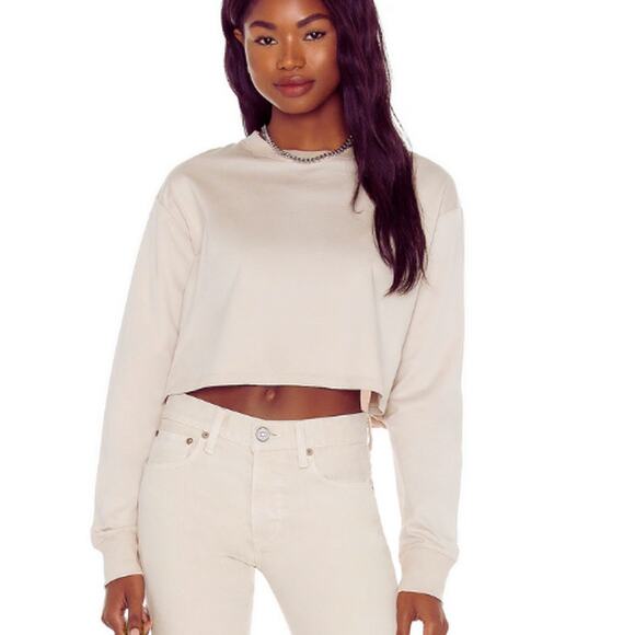 Lovers & Friends Studio Crop Sweatshirt in Ivory EUC Size Small - Picture 1 of 4